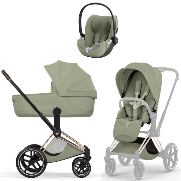 Коляска 3 в 1 Cybex Priam V Rosegold Style Sage Green + Cloud T Sage Green Plus