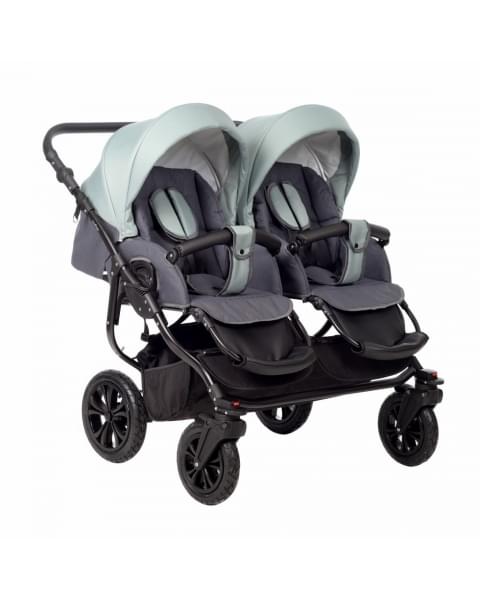 Коляска для двойни 2 в 1 Indigo Charlotte Sity Duo, Cs 02 (Темно-серый + Шалфей)