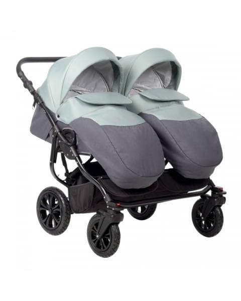 Коляска для двойни 2 в 1 Indigo Charlotte Sity Duo, Cs 02 (Темно-серый + Шалфей)