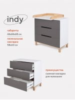 Комод пеленальный Rant Indy 800/3 Moon grey
