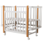 Кровать детская INDIGO Bella (ложе 120х60, закругленные углы, продольный маятник + колеса) массив б (белый-натуральный)