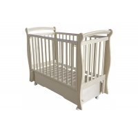 Кровать детская "Julia-1" (универсальный маятник+колеса, автостенка съемная, ящик) (слоновая кость)