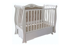 Кровать детская "Luiza-333" с мягкой спинкой (универсальный маятник+колеса, автостенка съемная, ящик (белый)