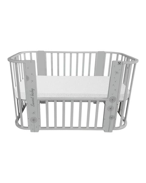 Кровать детская 5 в 1 Sweet Baby Arte Серая/одуванчик