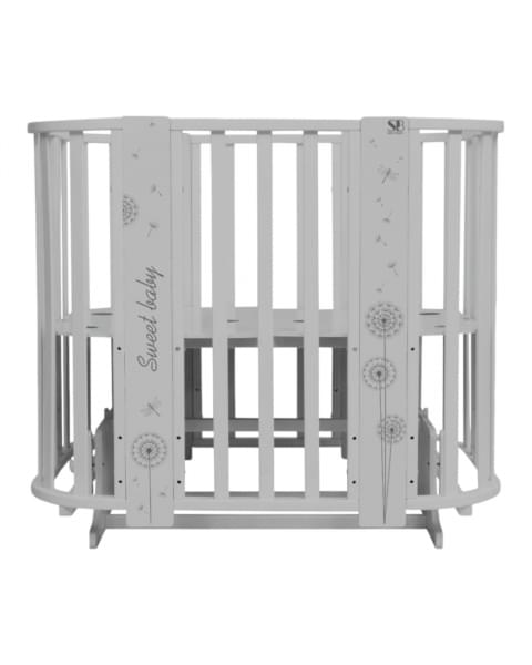 Кровать детская 5 в 1 Sweet Baby Arte Серая/одуванчик