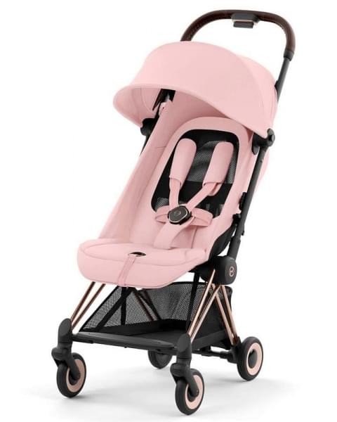 Прогулочная коляска Cybex Coya Peach Pink с дождевиком и бампером/Rosegold