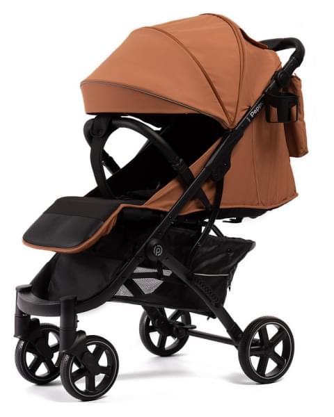 Прогулочная коляска Peppy Polo 2.0 Toffee черная рама, сумка