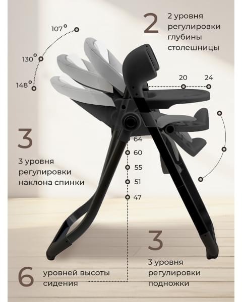 Стульчик для кормления - Электрокачели Sweet Baby Fiesta Black Gray