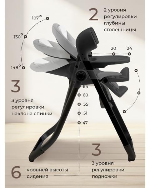 Стульчик для кормления - Электрокачели Sweet Baby Fiesta Black Gray