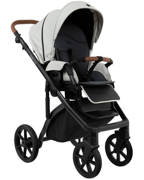 Детская коляска Roan Bass Next Кожа 2.0 3 в 1 с автокреслом Tutis Elo Lux EduSky Black BNL/70/2 Island Stone /Black/ руч.Коричневый