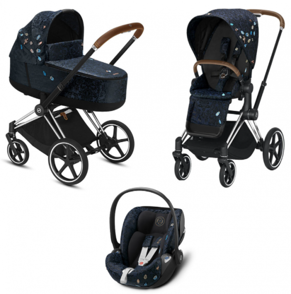 Коляска 3 в 1 Cybex Priam III Jewels of Nature шасси Chrome Brown, Jewels of Nature (Темно-синий)