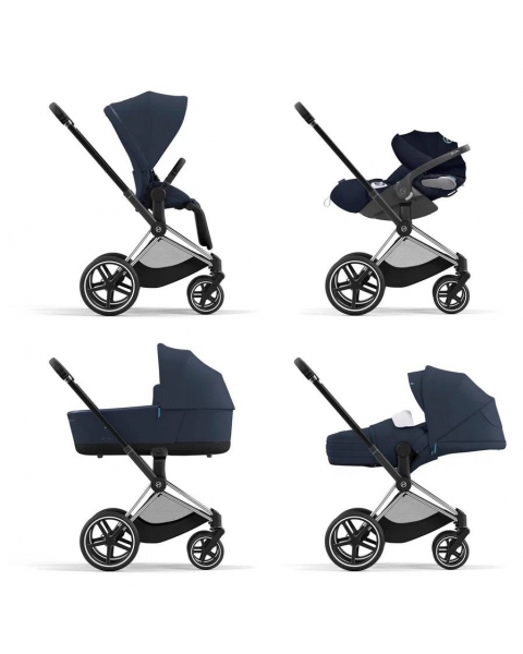 Коляска 2 в 1 Cybex Priam IV шасси Rose Gold, Nautical Blue (Темно-синий)