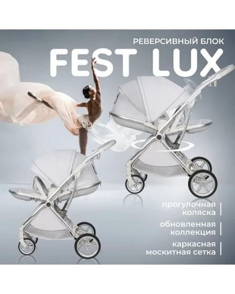 Детская прогулочная коляска Farfello Fest Lux Светло-серый/Light grey FL-14 цветная рама