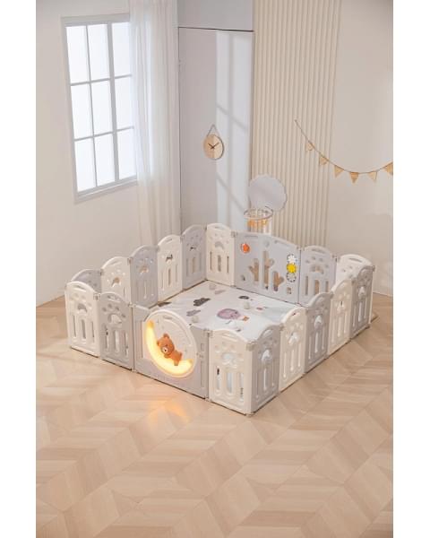 Манеж UNIX Kids DeLuxe Grey,180 x 200 см с игровыми аксессуарами