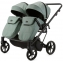 Детская коляска для двойни Adamex Leo Duo Deluxe 2 в 1 DUO-SA20 (СЕРО-ЗЕЛЁНАЯ КОЖА)