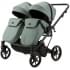 Детская коляска для двойни Adamex Leo Duo Deluxe 2 в 1 DUO-SA20 (СЕРО-ЗЕЛЁНАЯ КОЖА)