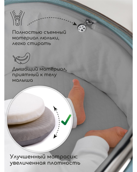 Детская коляска AmaroBaby Motus V2 3 в 1 бирюзовый