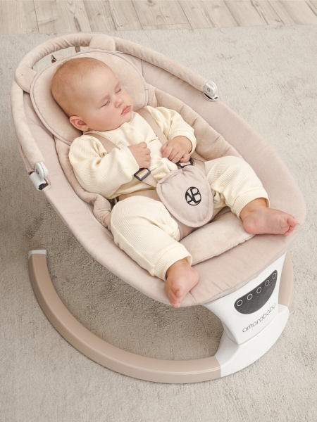 Электронные качели детские Amarobaby Teddy swing, бежевый