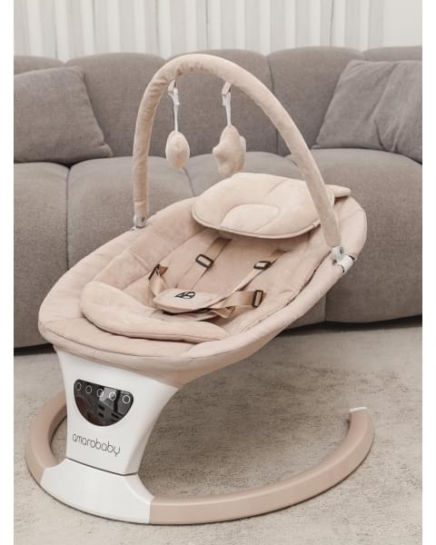 Электронные качели детские Amarobaby Teddy swing, бежевый