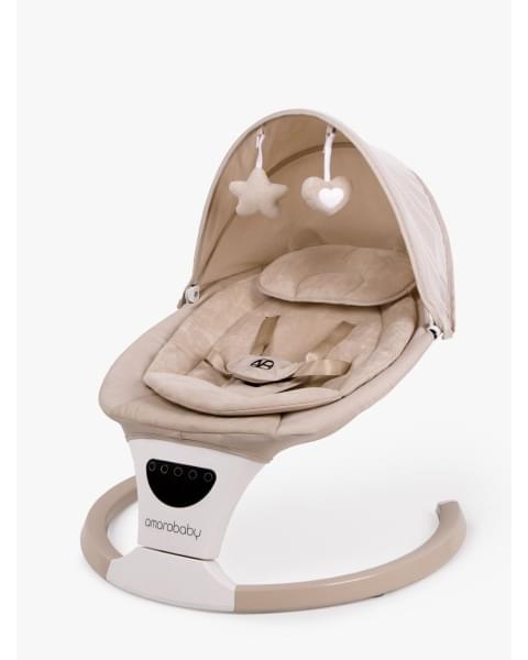 Электронные качели детские Amarobaby Teddy swing, бежевый