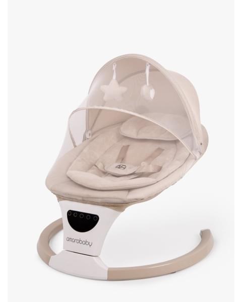 Электронные качели детские Amarobaby Teddy swing, бежевый