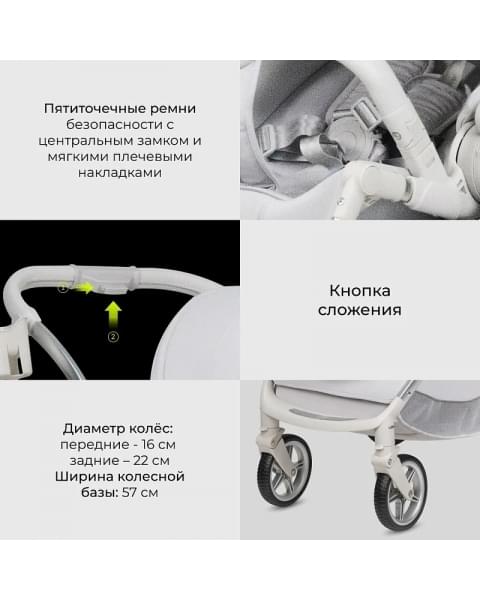 Детская прогулочная коляска Farfello Fest Lux Светло-серый/Light grey FL-14 цветная рама