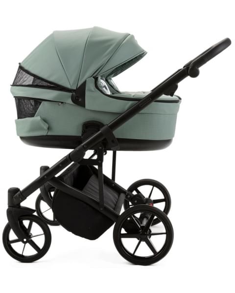 Детская коляска для двойни Adamex Leo Duo Deluxe 2 в 1 DUO-SA20 (СЕРО-ЗЕЛЁНАЯ КОЖА)