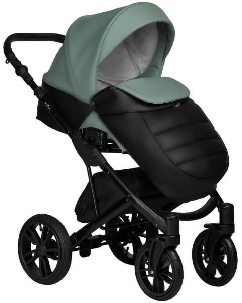 Детская коляска Indigo Mio Eco 3 в 1 05 черная кожа+шалфей кожа с автокреслом Avionaut Cosmo