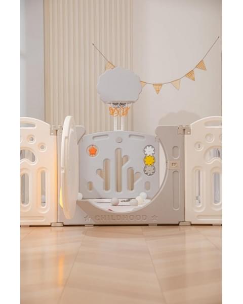 Манеж UNIX Kids DeLuxe Grey,180 x 200 см с игровыми аксессуарами