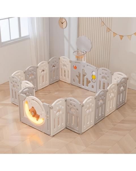 Манеж UNIX Kids DeLuxe Grey,180 x 200 см с игровыми аксессуарами