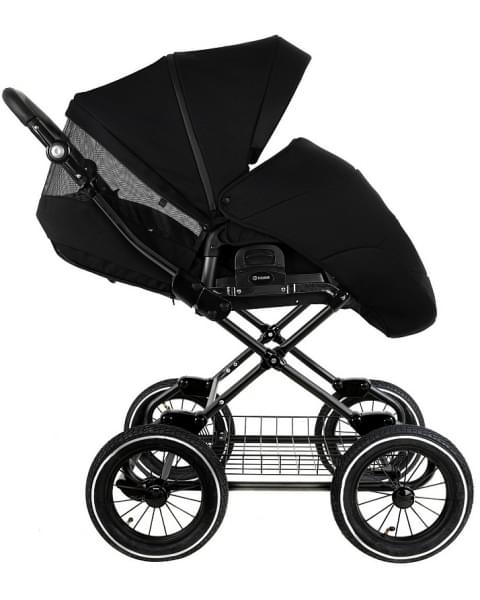 Детская коляска Roan Bass Next Classic 2.0 d12 3 в 1 с автокреслом Tutis Elo Lux EduSky Black BNC/85/2 Caviar/Black/руч.Cappuccino