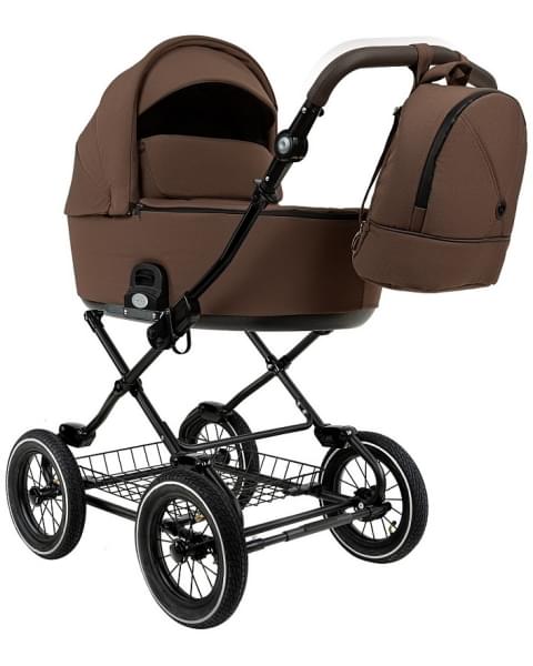 Детская коляска Roan Bass Next Classic 2.0 d12 3 в 1 с автокреслом Tutis Elo Lux EduSky Black BNC/81/2 Mocha Mousse/Black/руч.Cappuccino