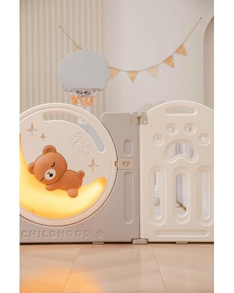 Манеж UNIX Kids DeLuxe Grey,180 x 200 см с игровыми аксессуарами