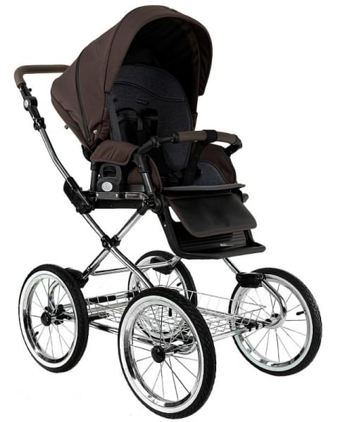 Детская коляска Roan Bass Next Classic 2.0 d14 3 в 1 с автокреслом Tutis Elo Lux EduSky Black BSNC/93/2 Turkish Coffe/Black/руч.Cappuccino