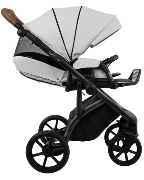 Детская коляска Roan Bass Next Кожа 2.0 3 в 1 с автокреслом Tutis Elo Lux EduSky Black BNL/70/2 Island Stone /Black/ руч.Коричневый