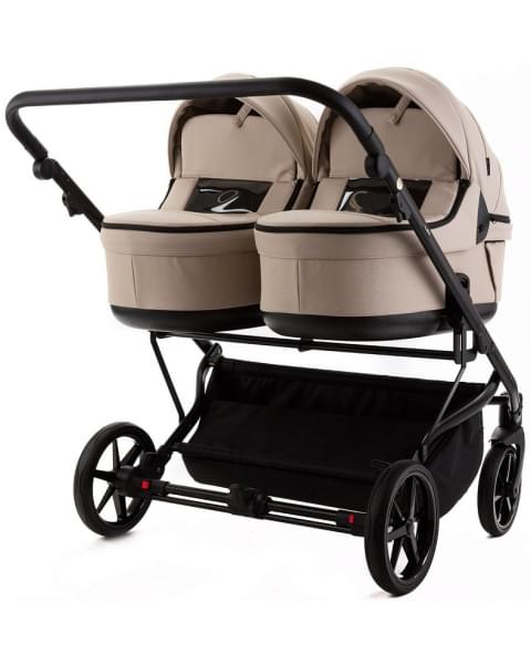 Детская коляска для двойни Adamex Leo Duo Deluxe 2 в 1 DUO-SA7 (СВ.БЕЖЕВАЯ КОЖА)