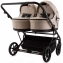Детская коляска для двойни Adamex Leo Duo Deluxe 2 в 1 DUO-SA7 (СВ.БЕЖЕВАЯ КОЖА)