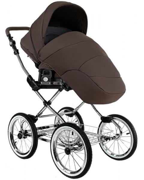 Детская коляска Roan Bass Next Classic 2.0 d14 3 в 1 с автокреслом Tutis Elo Lux EduSky Black BSNC/93/2 Turkish Coffe/Black/руч.Cappuccino