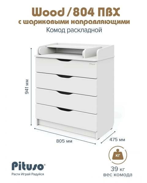 Детский пеленальный комод Pituso Wood 804 Ясень Тронхейм