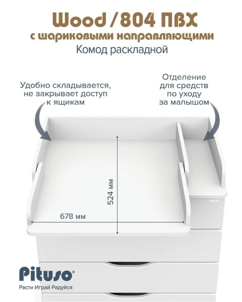 Детский пеленальный комод Pituso Wood 804 Ясень Тронхейм