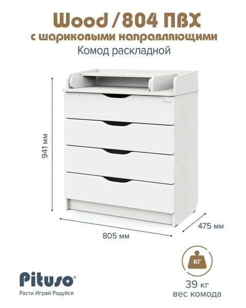 Детский пеленальный комод Pituso Wood 804 Ясень Тронхейм
