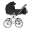 ROAN Коляска 2 в1 Bass Next Classic короб + прогулка Black /Chrome/d14/руч.Коричневый (2места)