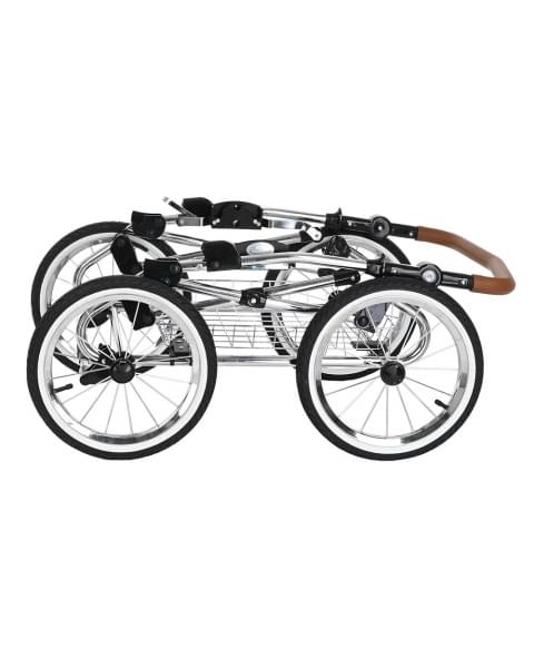 ROAN Коляска 2 в1 Bass Next Classic короб + прогулка Black /Chrome/d14/руч.Коричневый (2места)
