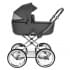 ROAN Коляска 2 в1 Bass Next Classic короб + прогулка Black /Chrome/d14/руч.Коричневый (2места)