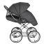 ROAN Коляска 2 в1 Bass Next Classic короб + прогулка Black /Chrome/d14/руч.Коричневый (2места)
