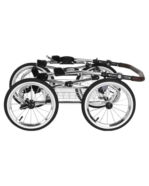 ROAN Коляска 2 в1 Bass Next Classic короб + прогулка Black /Chrome/d14/руч.Коричневый (2места)