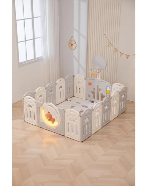 Манеж UNIX Kids DeLuxe Grey,180 x 200 см с игровыми аксессуарами