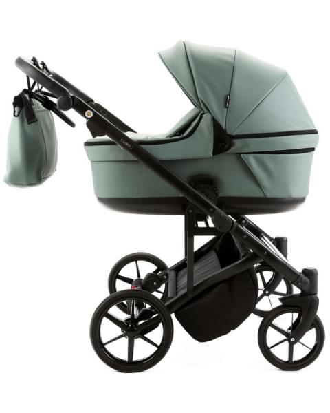 Детская коляска для двойни Adamex Leo Duo Deluxe 2 в 1 DUO-SA20 (СЕРО-ЗЕЛЁНАЯ КОЖА)