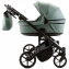 Детская коляска для двойни Adamex Leo Duo Deluxe 2 в 1 DUO-SA20 (СЕРО-ЗЕЛЁНАЯ КОЖА)