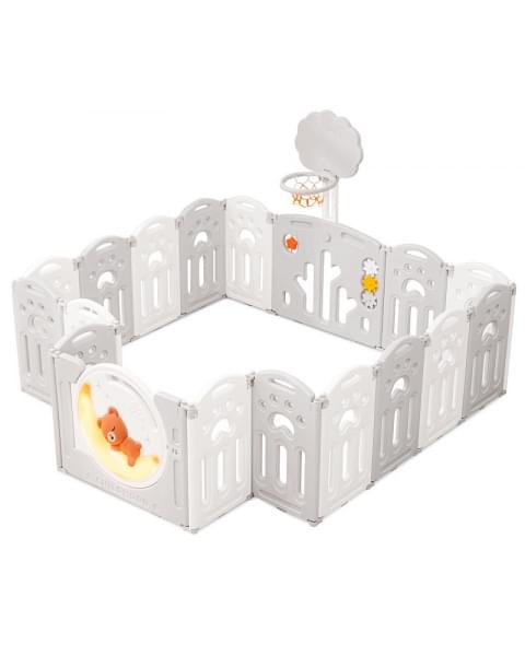 Манеж UNIX Kids DeLuxe Grey,180 x 200 см с игровыми аксессуарами